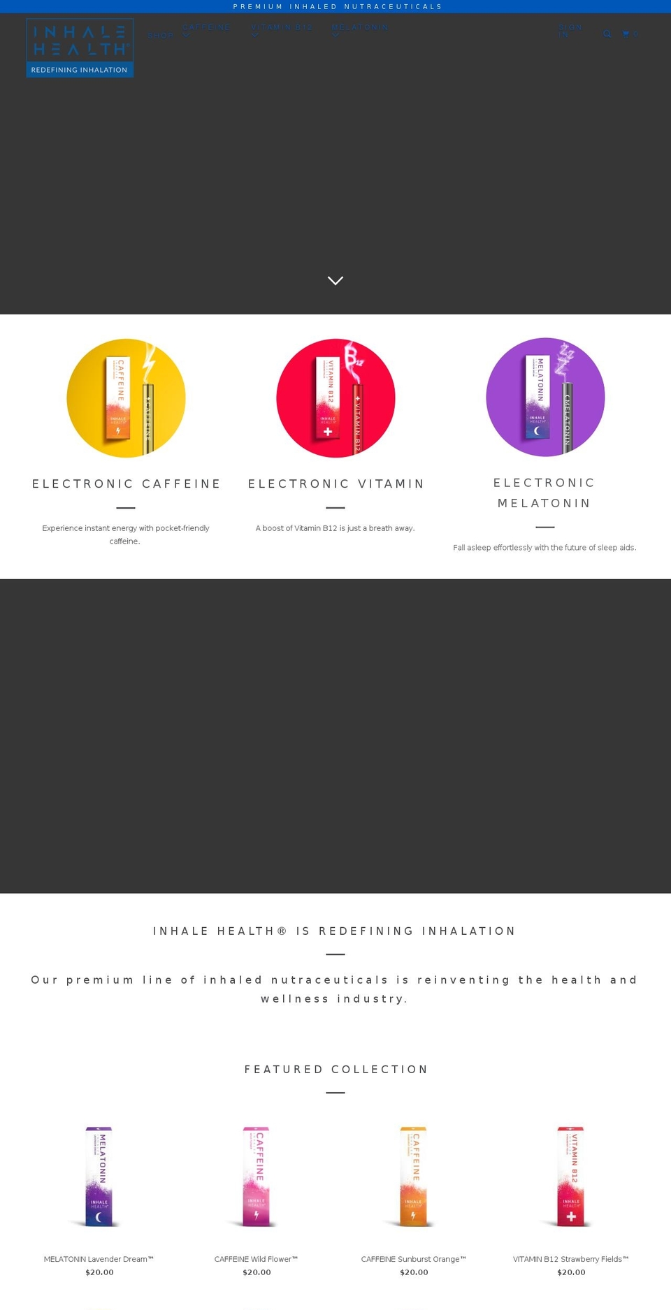 inhalehealth.com shopify website screenshot