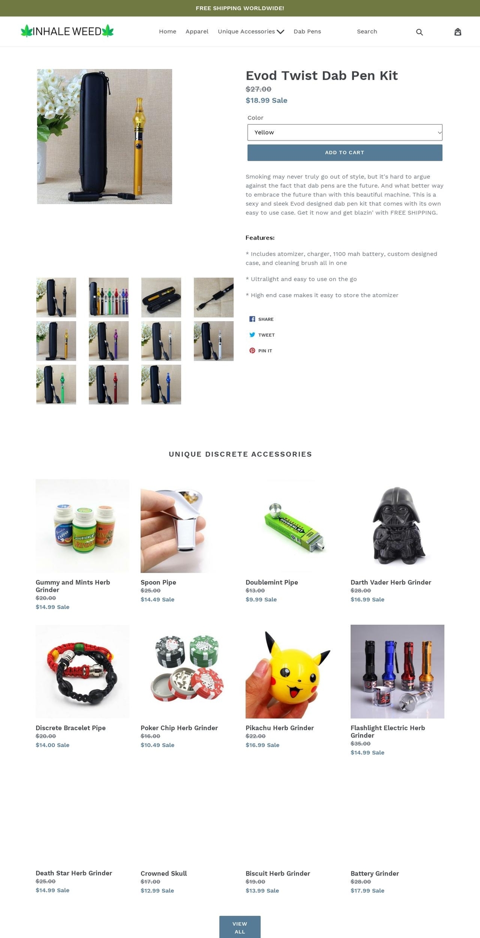inhaleweed.com — Shopify storefront screenshot