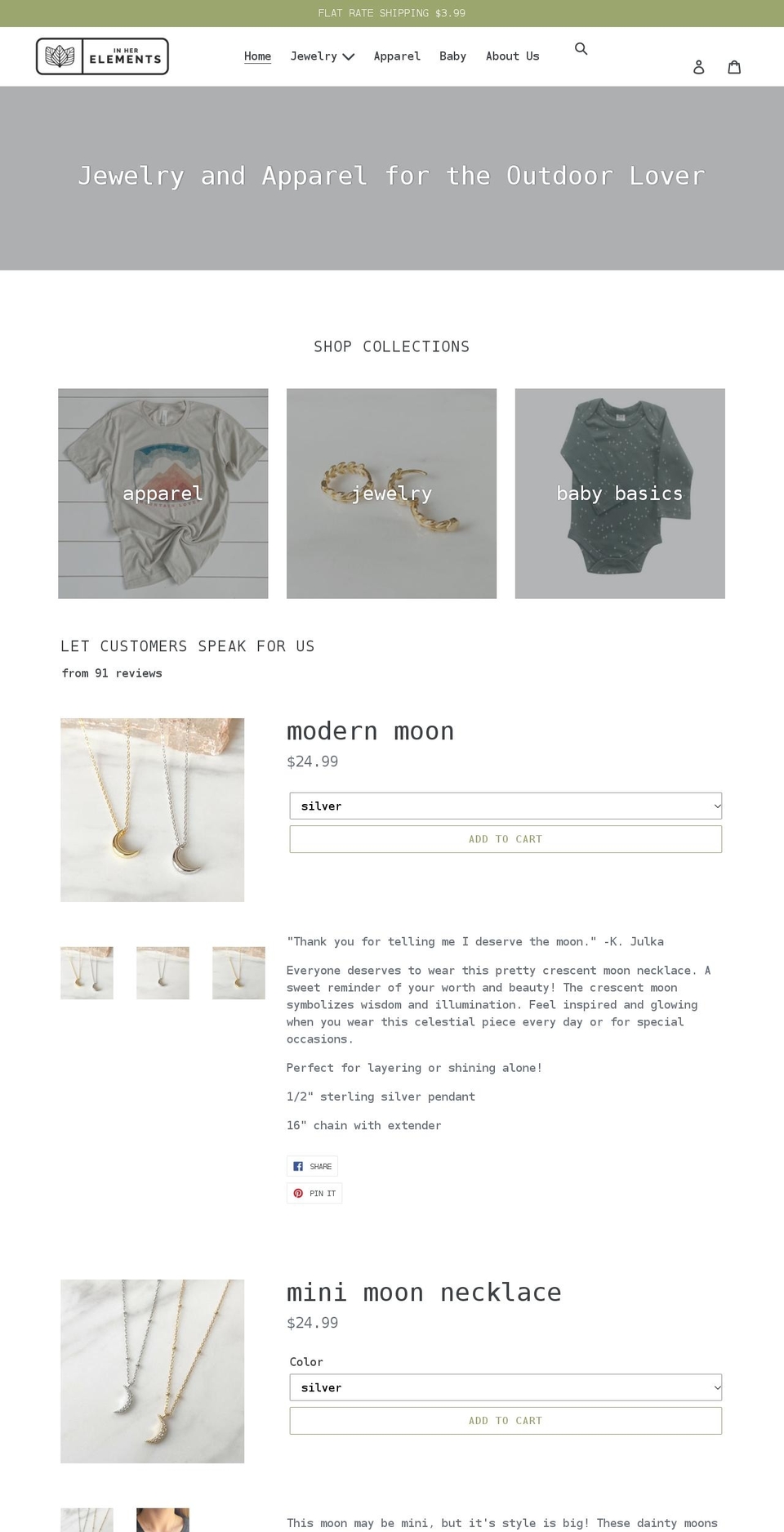 inherelements.com shopify website screenshot
