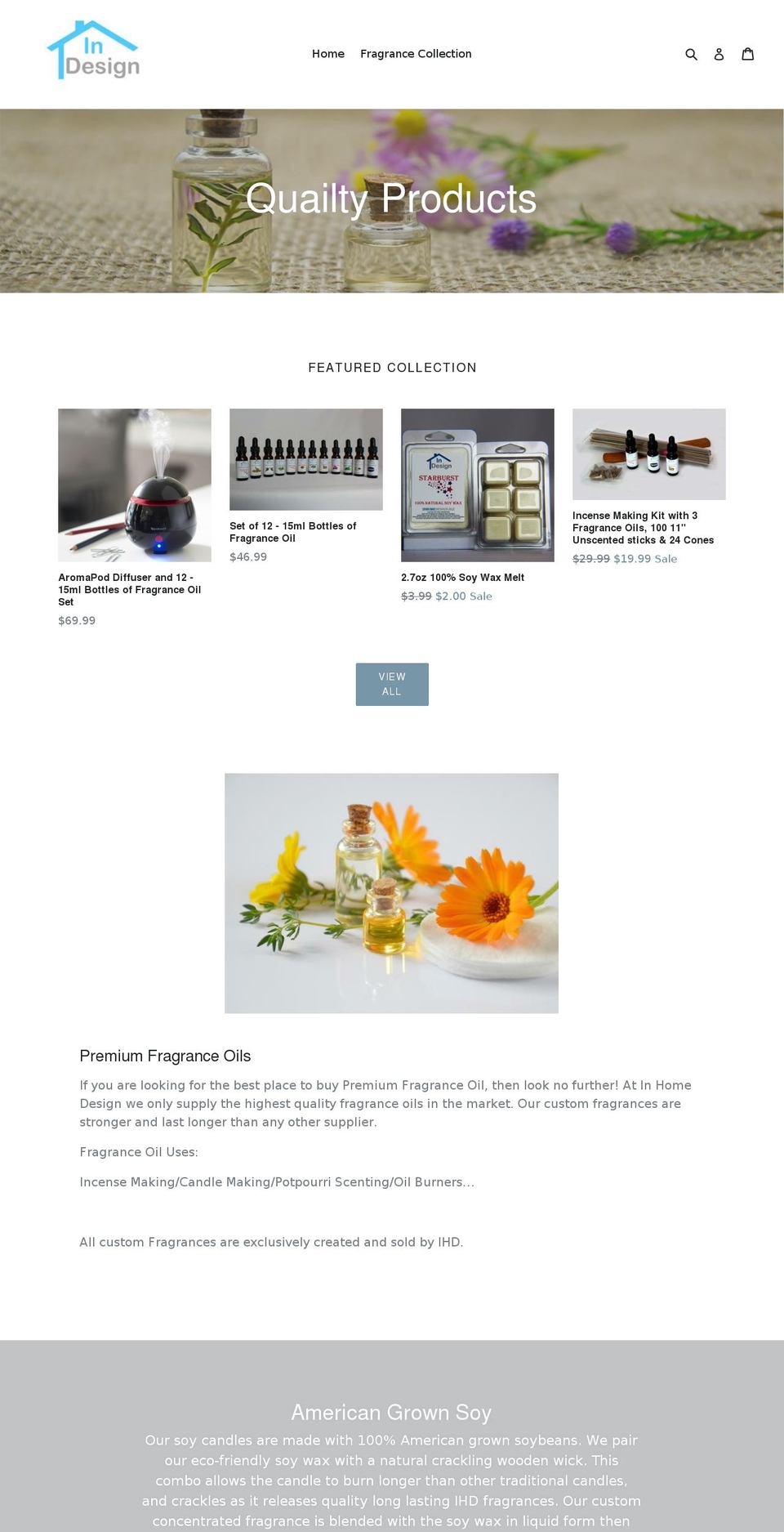 inhomedesign.biz shopify website screenshot