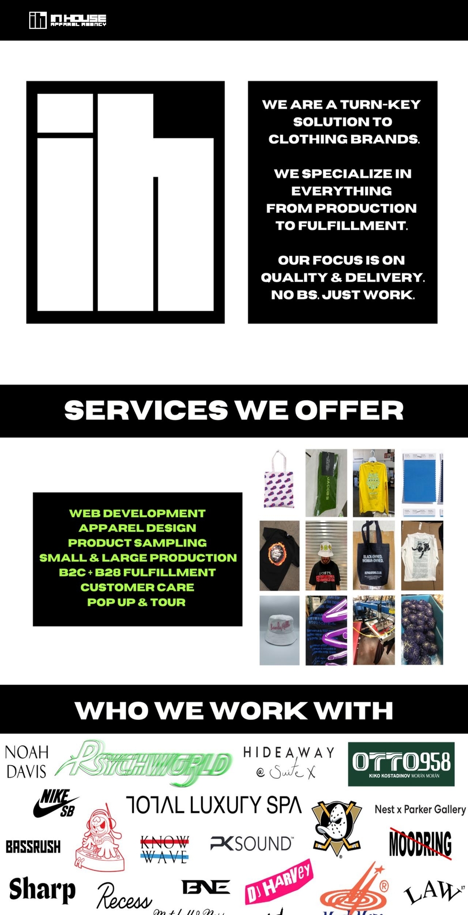 inhouseapparel.com shopify website screenshot