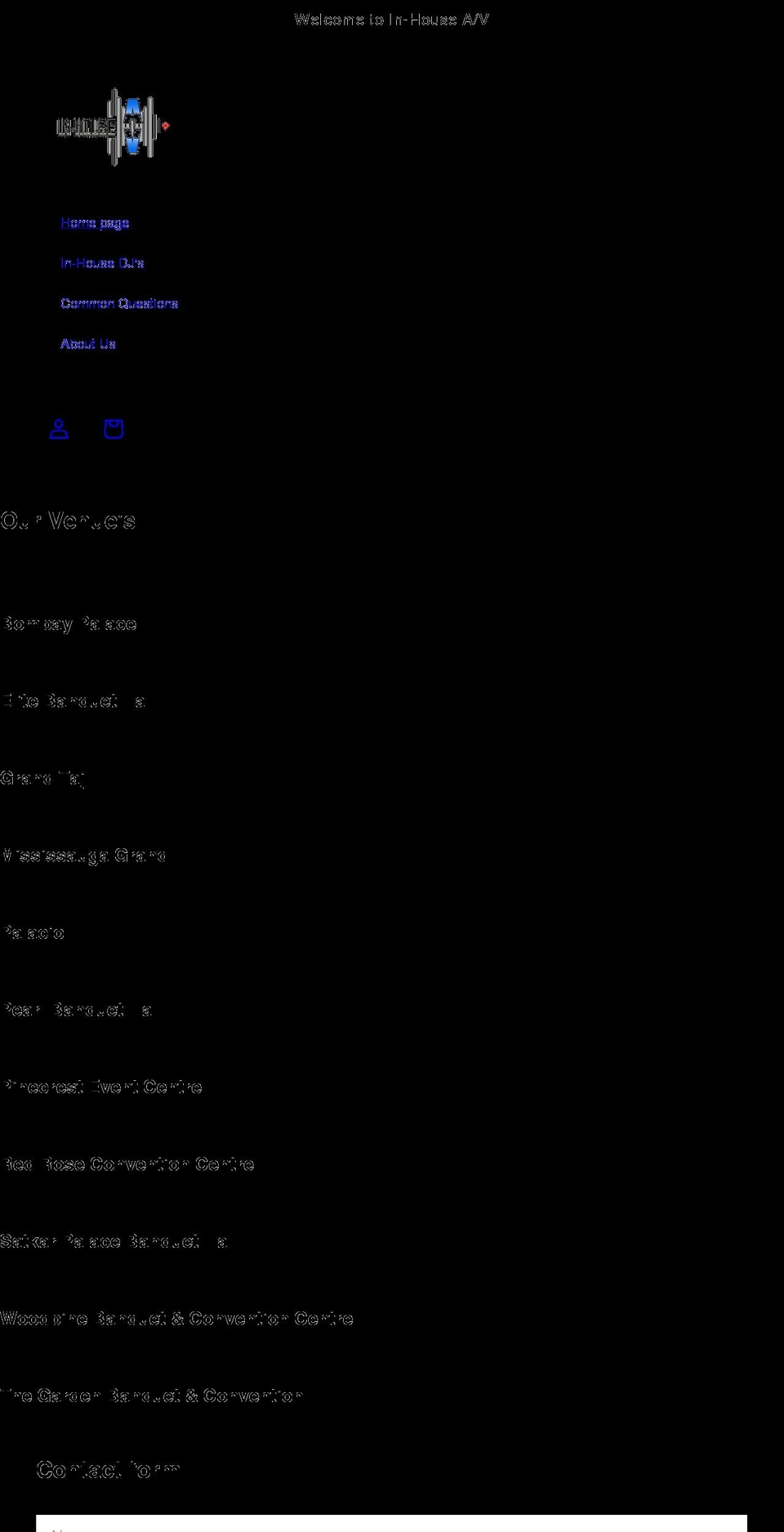 inhouseav.ca shopify website screenshot