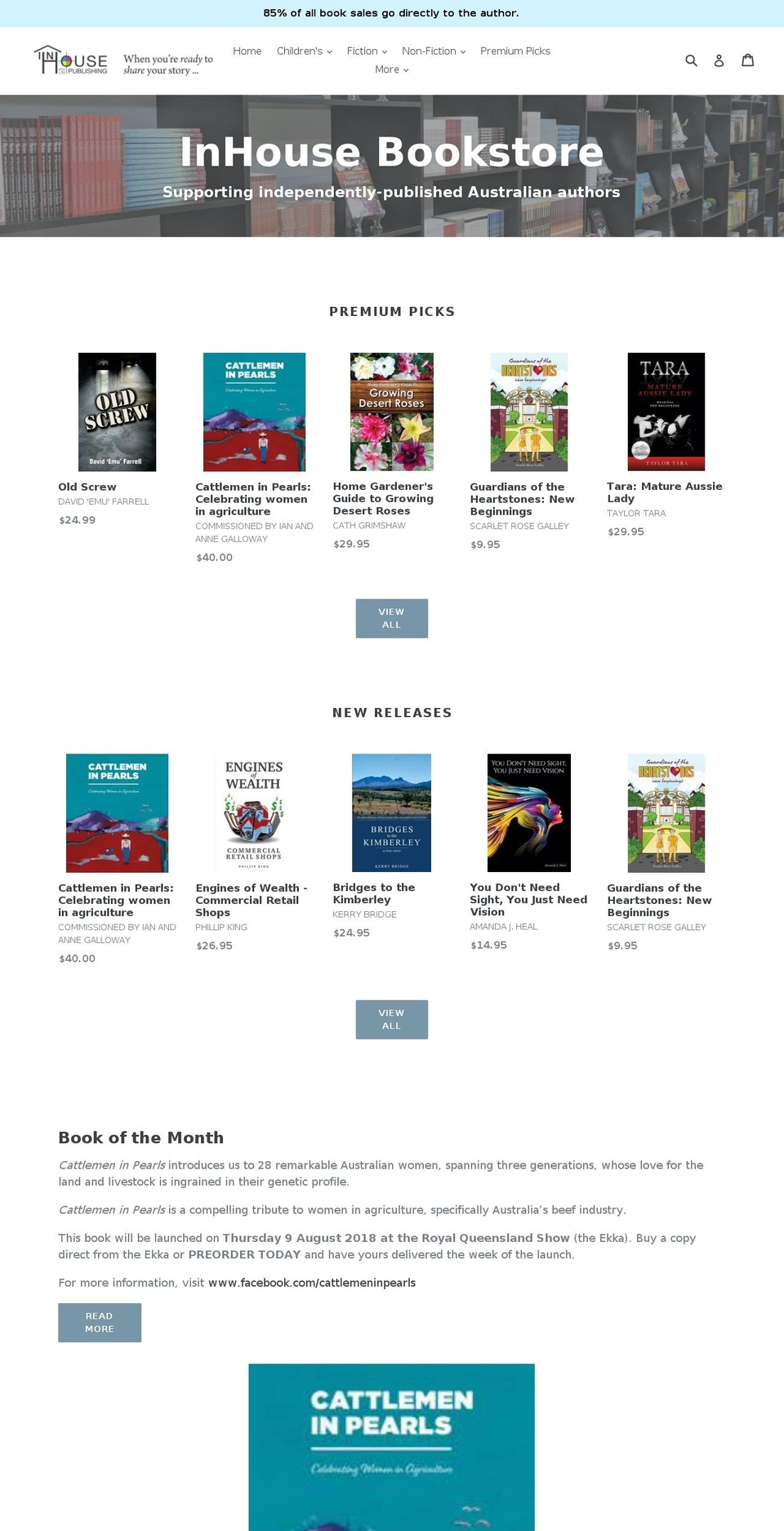 inhousebookstore.com.au shopify website screenshot