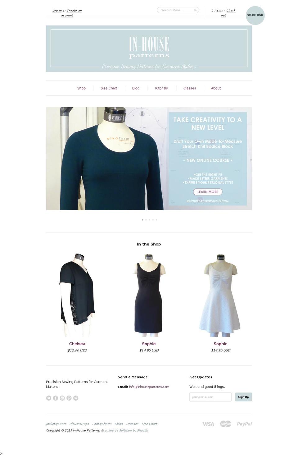 new standard Shopify theme site example inhousepatterns.com