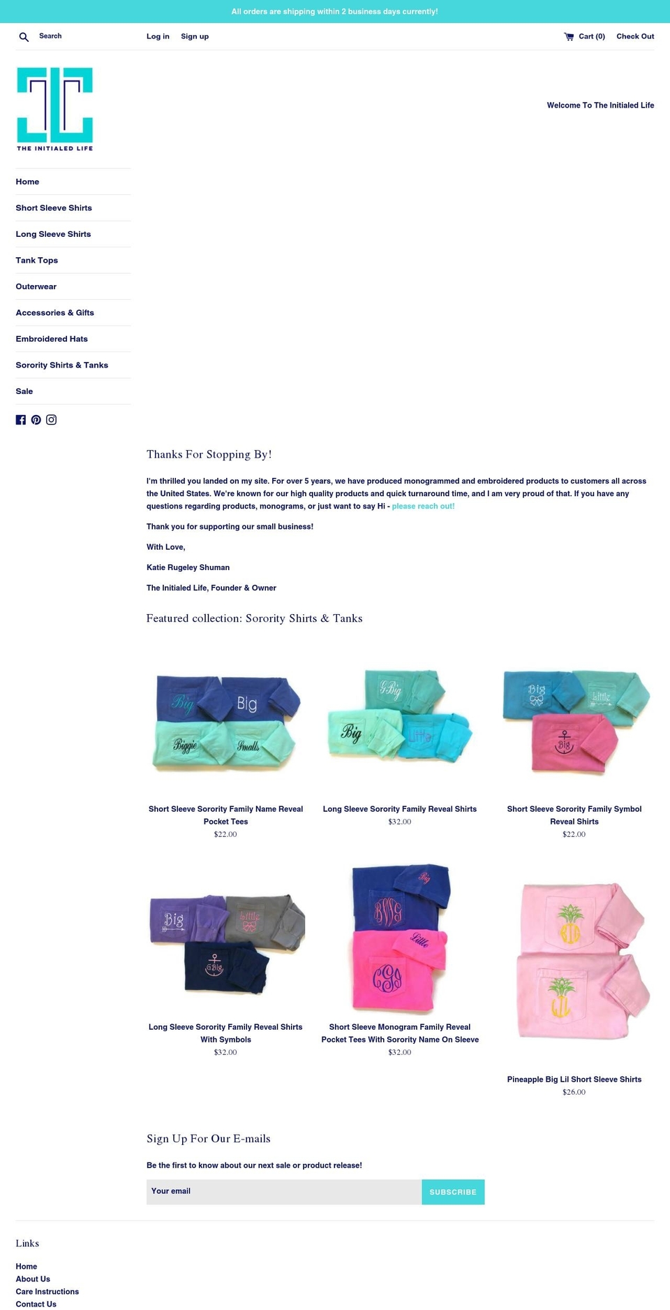 initialedlife.com — Shopify storefront screenshot