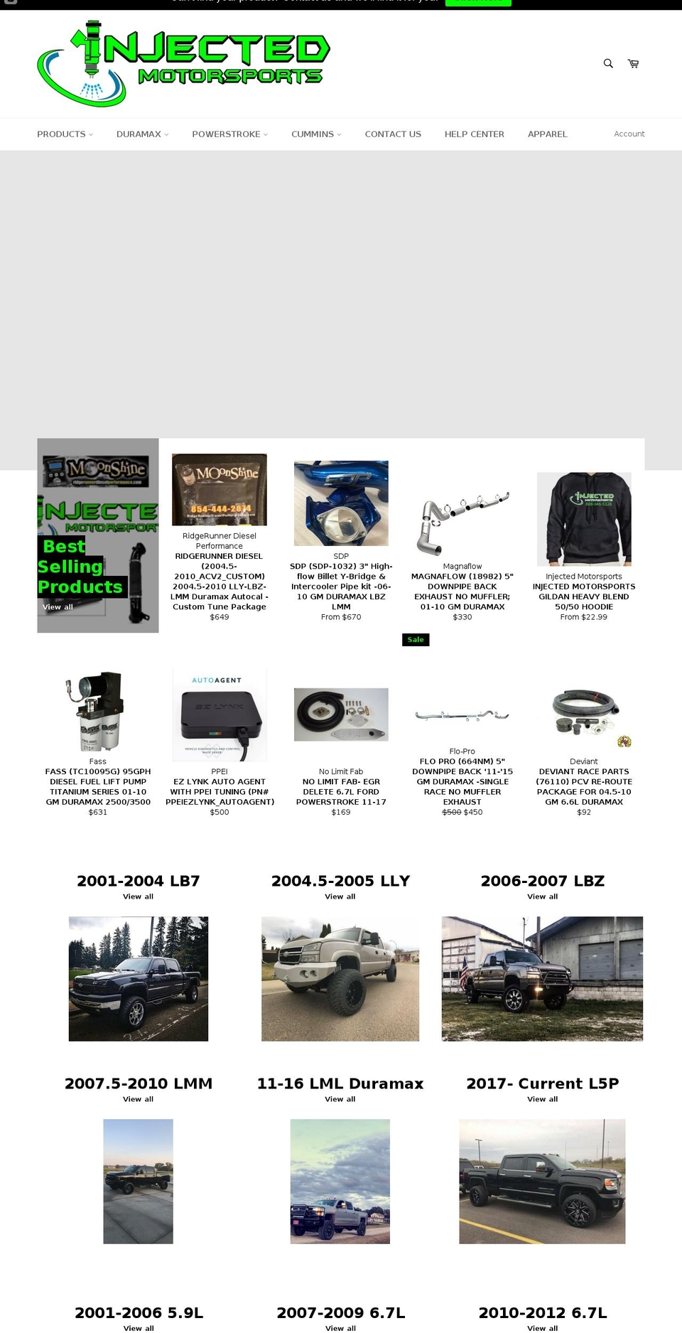 injectedmotorsports.com — Shopify storefront screenshot