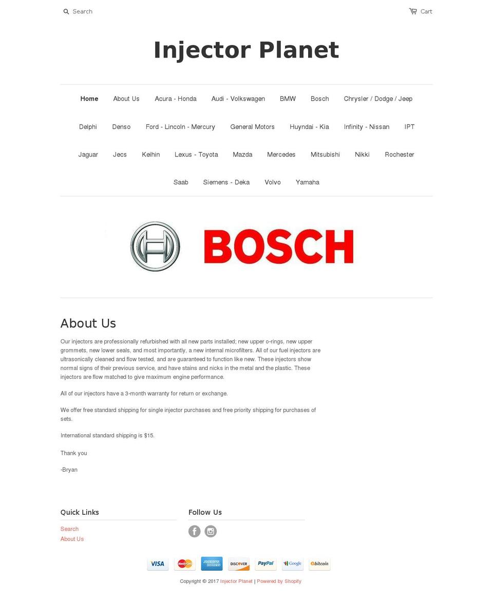 injectorplanet.com shopify website screenshot