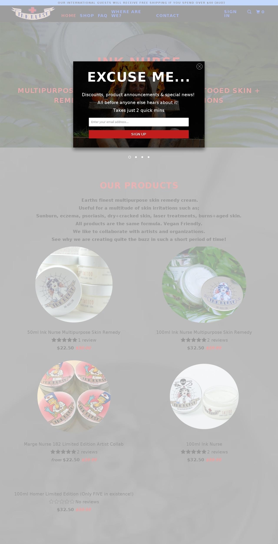 ink-nurse.com shopify website screenshot