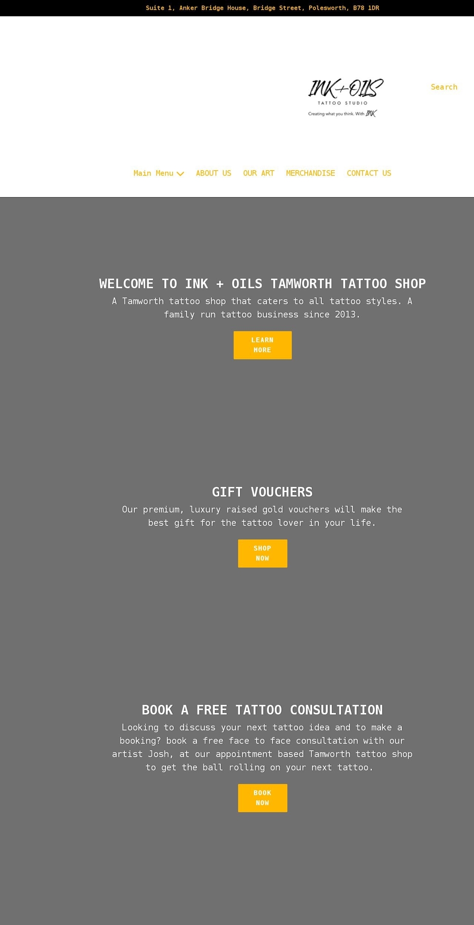 ink-oils.com shopify website screenshot