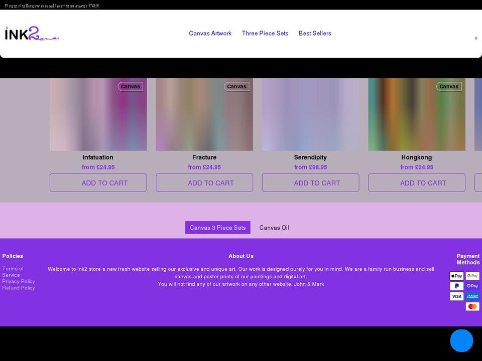 ink2.co.uk shopify website screenshot