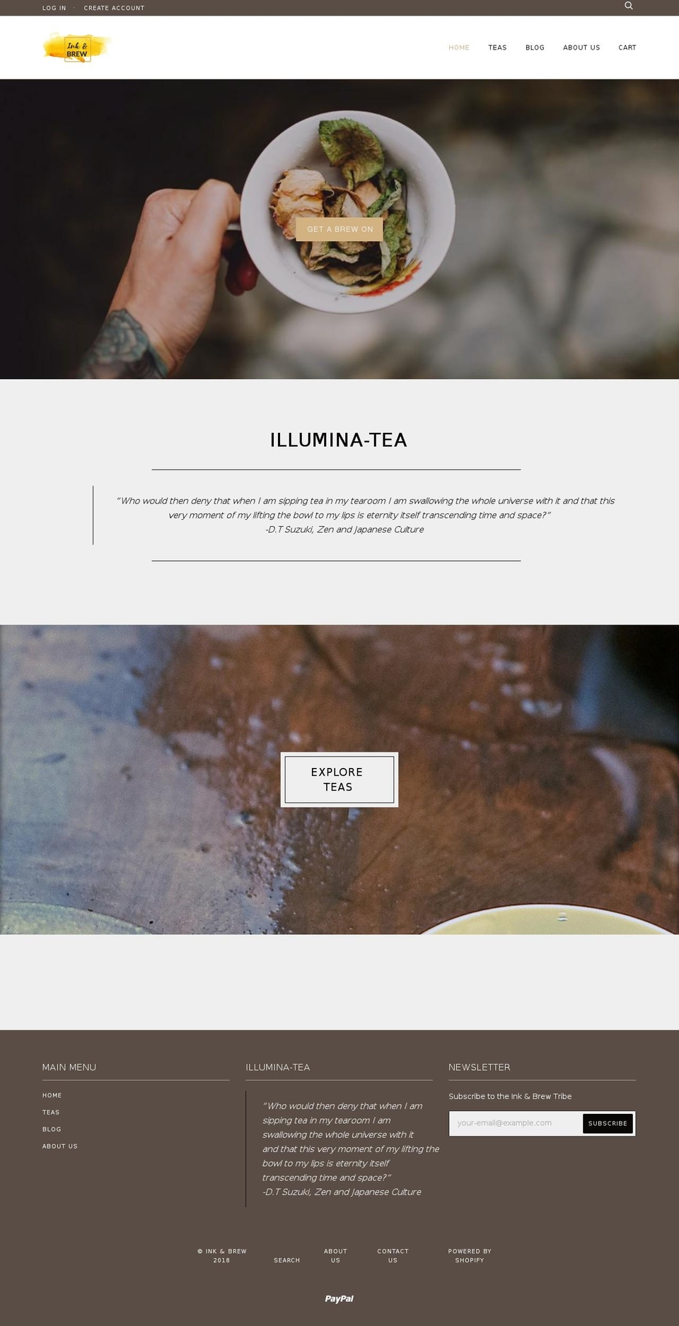 inkandbrew.com shopify website screenshot