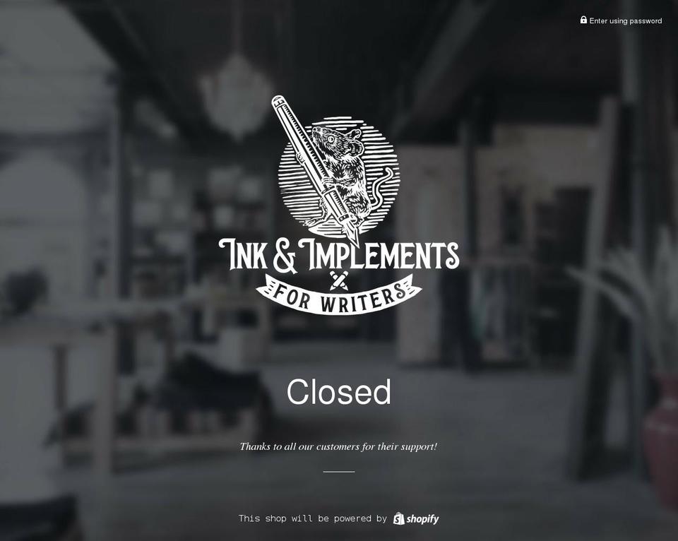 inkandimplements.com shopify website screenshot