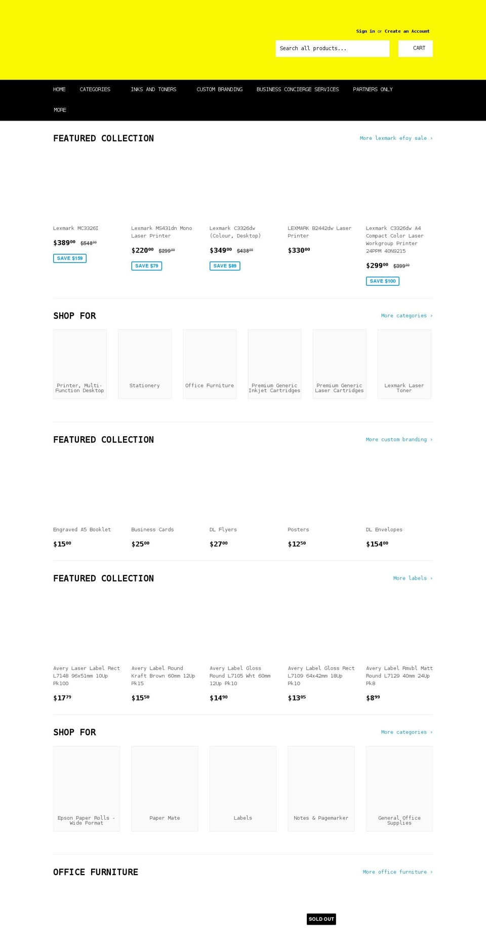 inkandtonershop.com shopify website screenshot