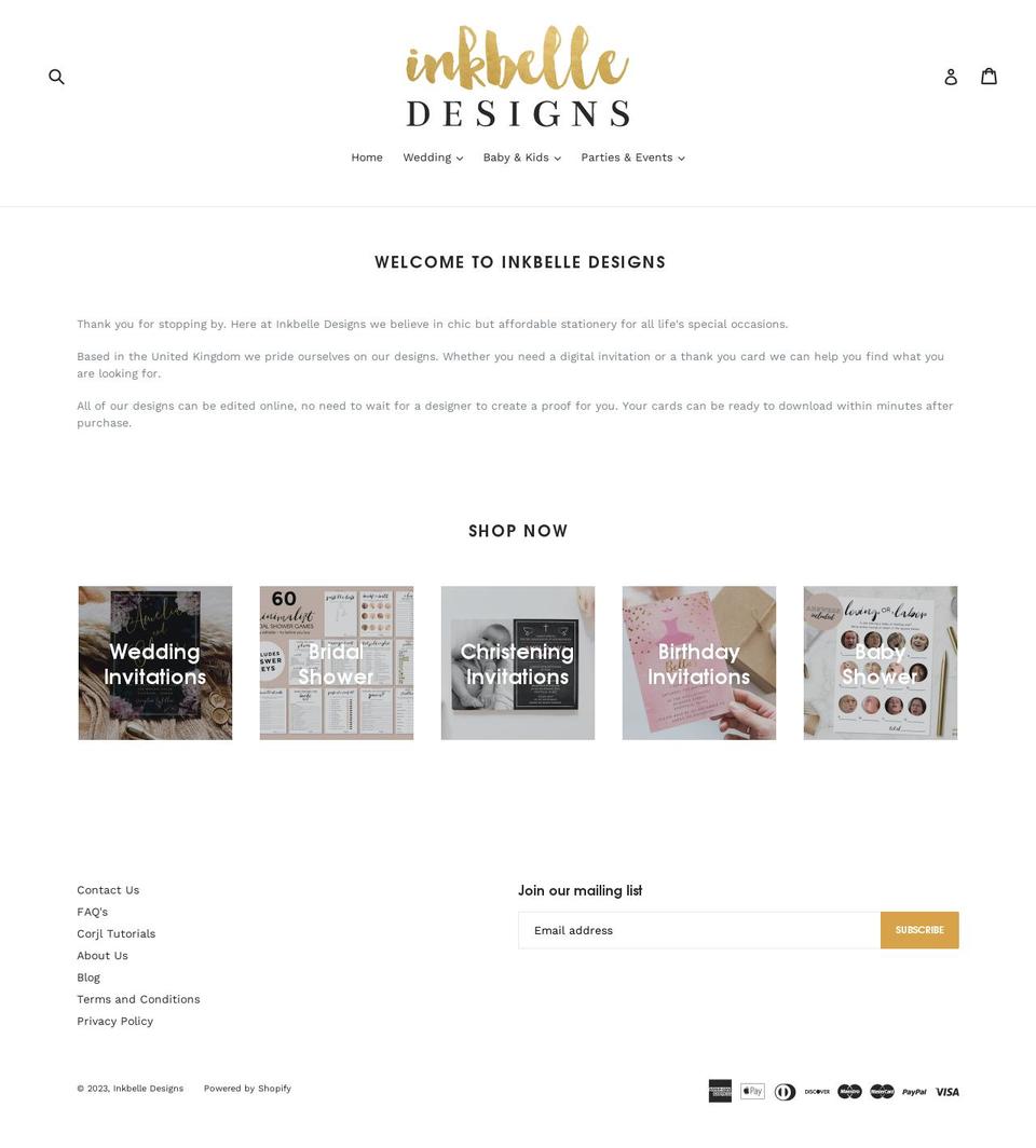 inkbelledesigns.co.uk shopify website screenshot