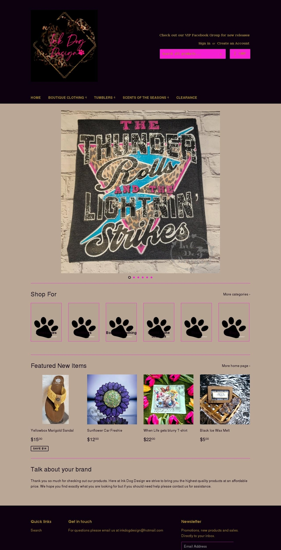 inkdogdesign.com shopify website screenshot