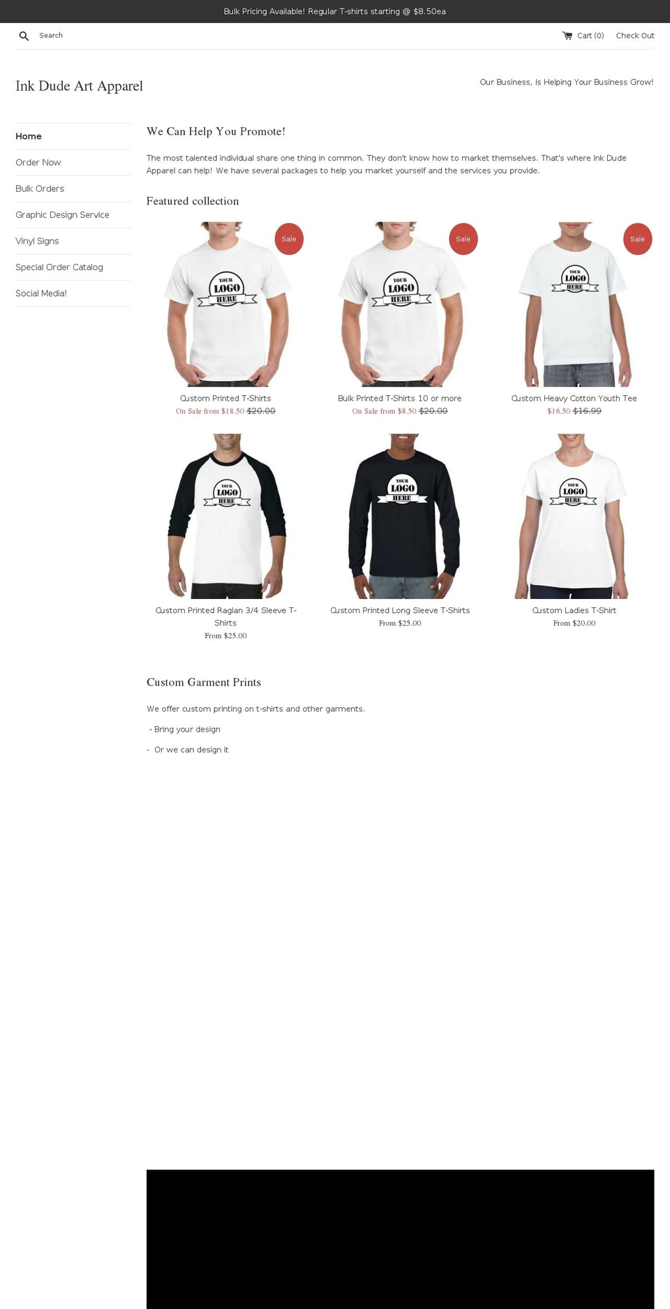 inkdudeapparel.com — Shopify storefront screenshot