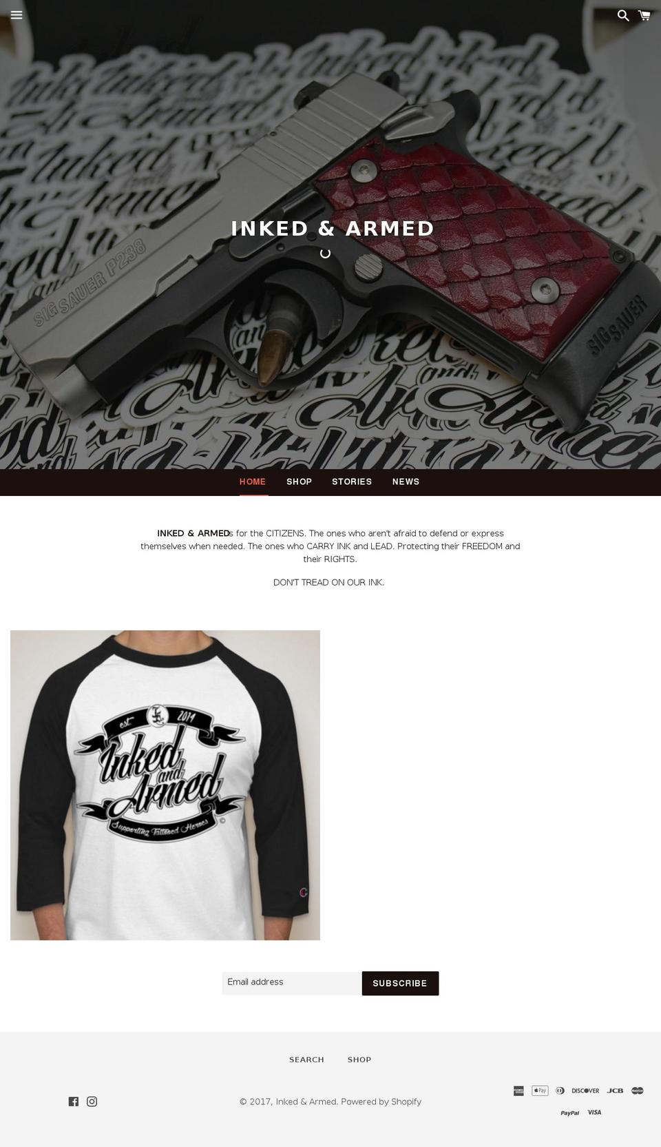 inkedandarmed.com shopify website screenshot