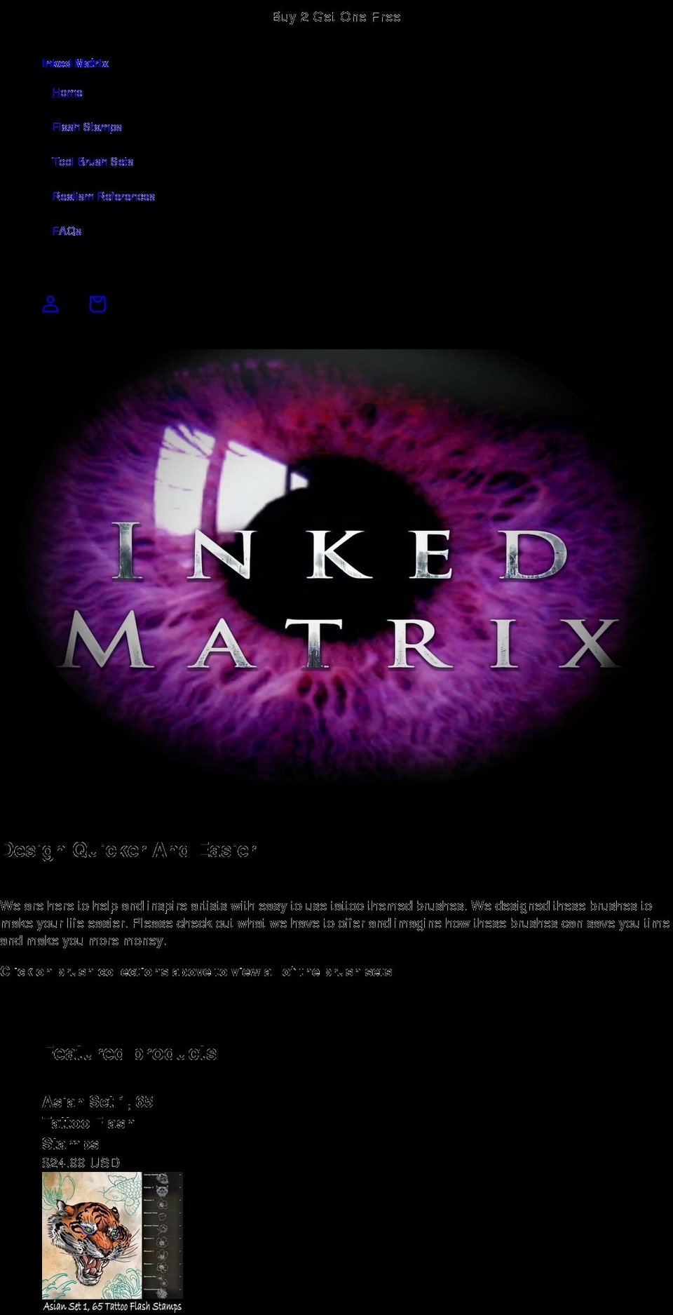 inkedmatrix.com shopify website screenshot