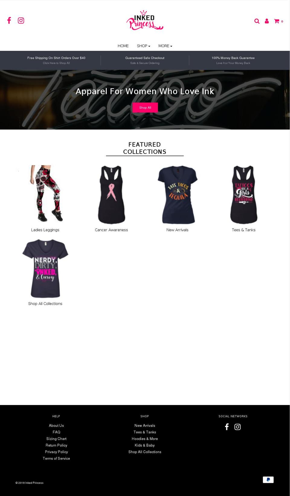 inkedprincess.com — Shopify storefront screenshot