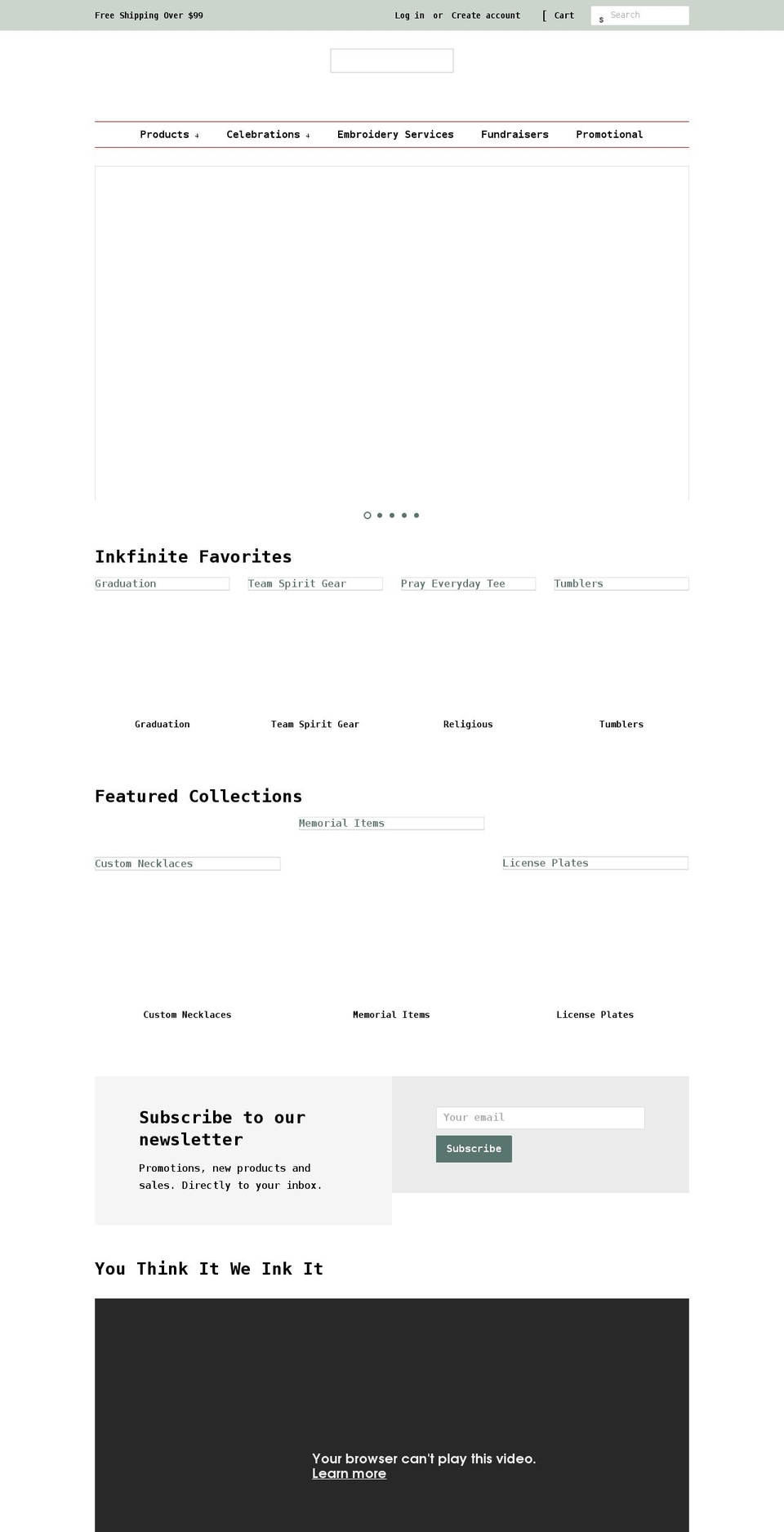 Moltestore home Shopify theme site example inkfinitedesigns.com