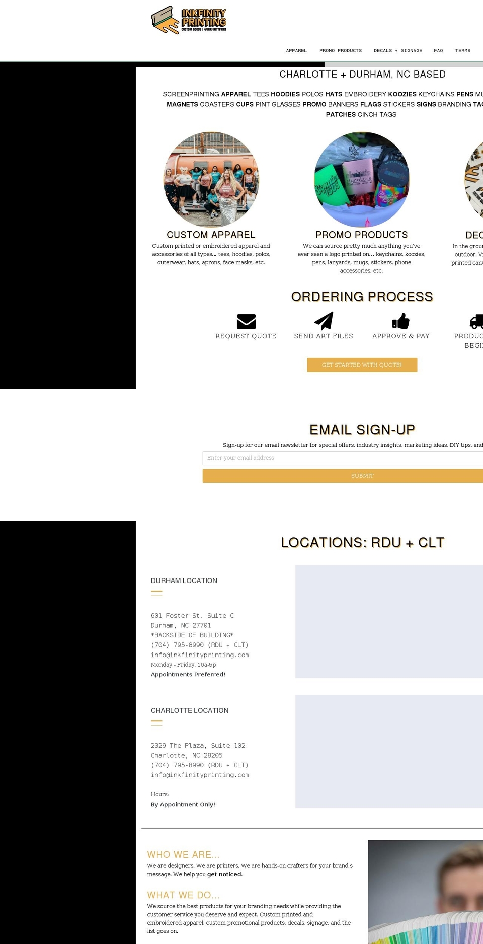 inkfinityprinting.com shopify website screenshot