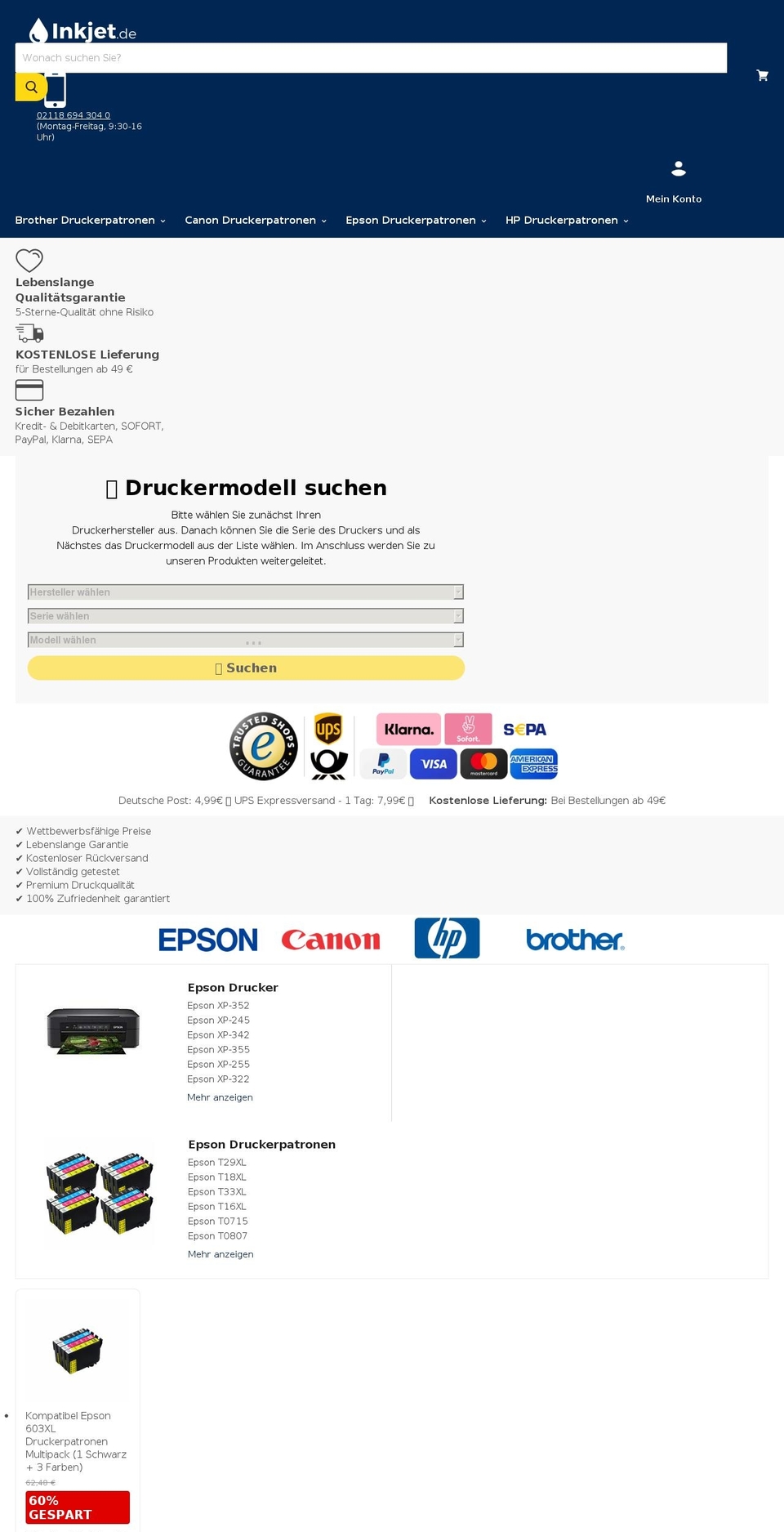 inkjet.de shopify website screenshot