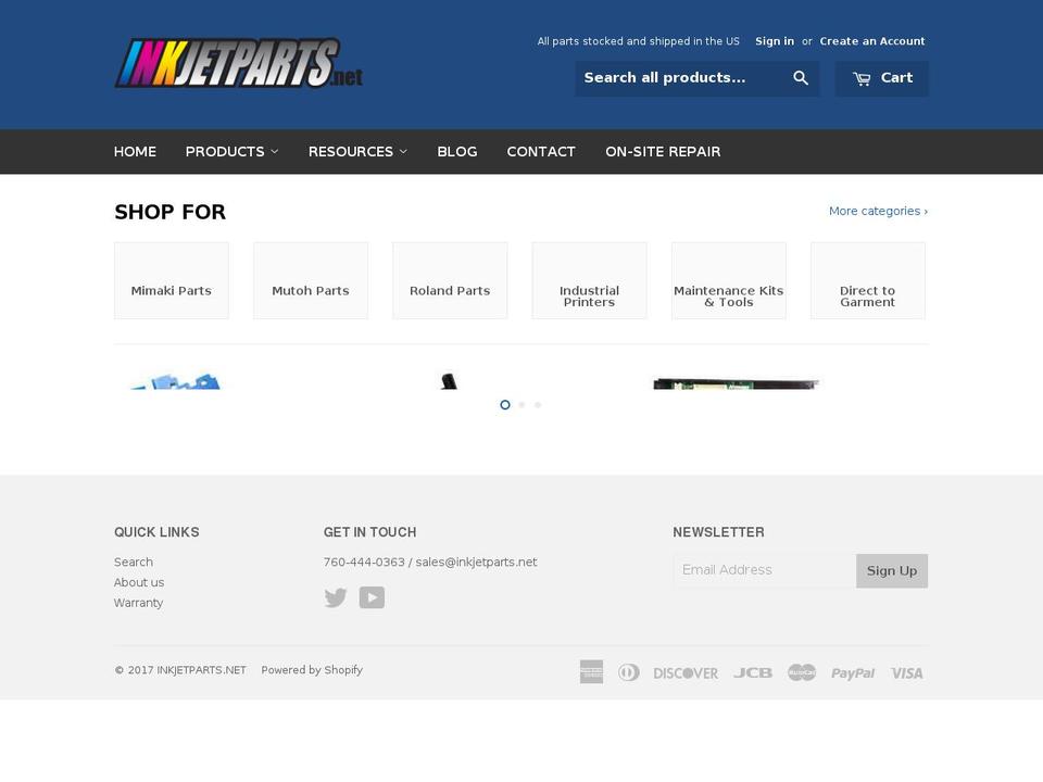 inkjetparts.net shopify website screenshot