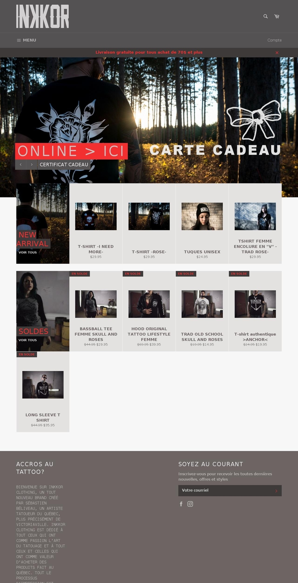 inkkorclothing.com shopify website screenshot