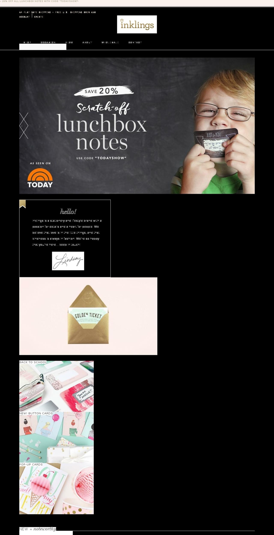 Inklings! Shopify theme site example inklingspaperie.com