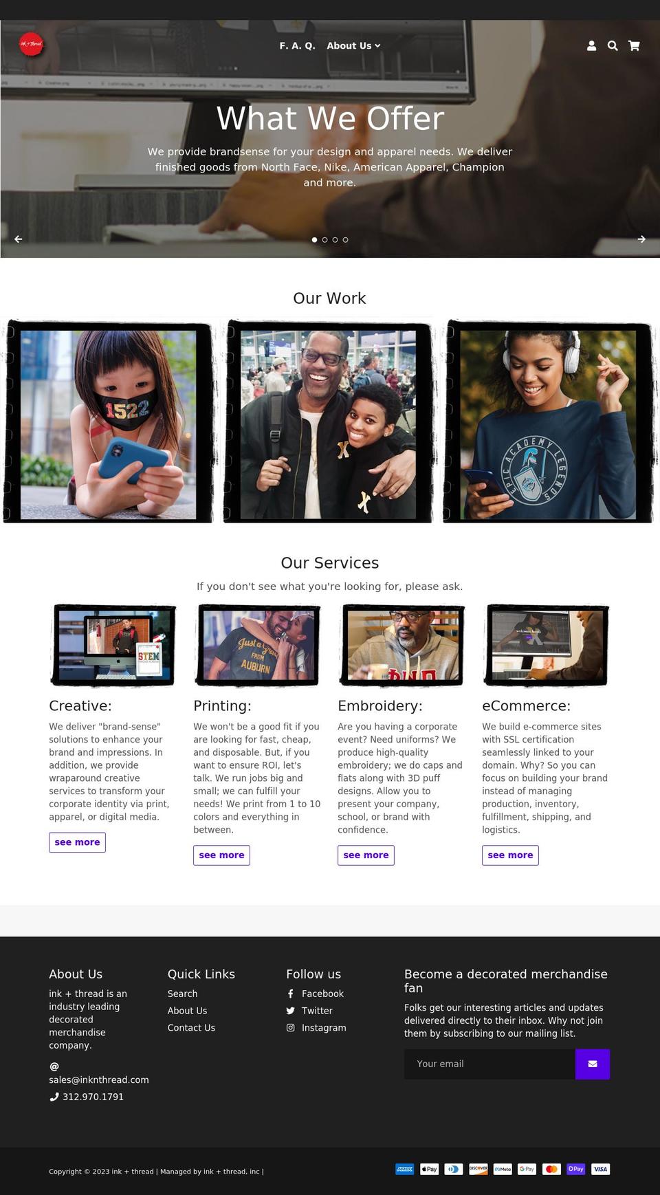 inknthread.com shopify website screenshot