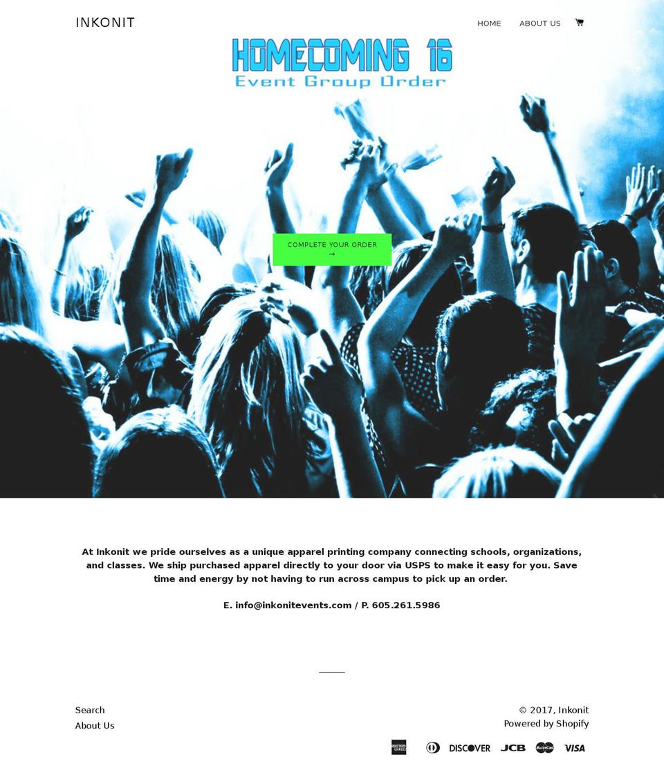 inkonitevents.com shopify website screenshot