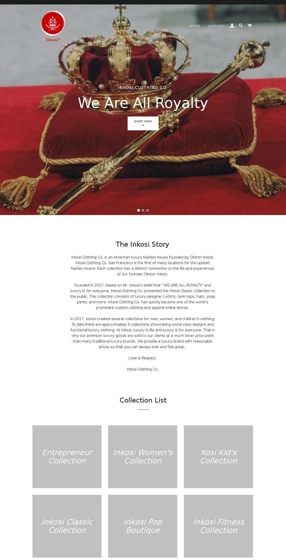 inkosiclothingco.com — Shopify storefront screenshot