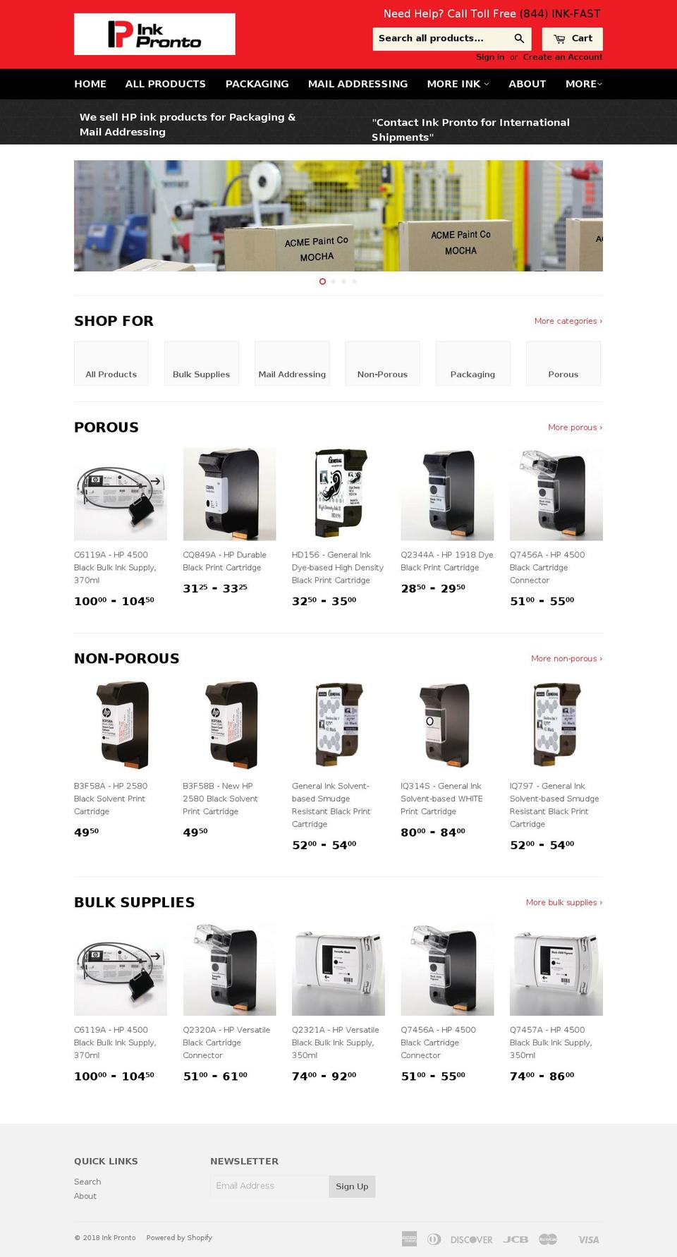 inkpronto.com shopify website screenshot