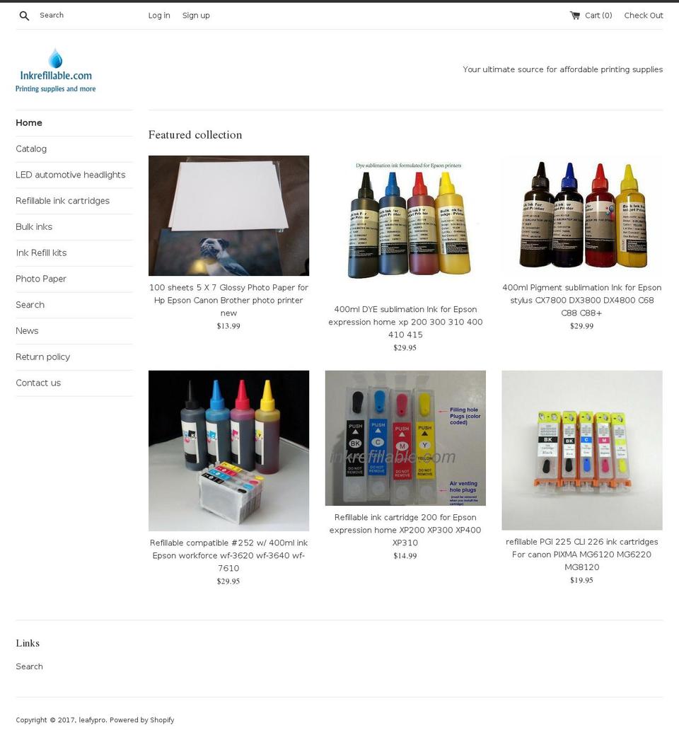 inkrefillable.com shopify website screenshot