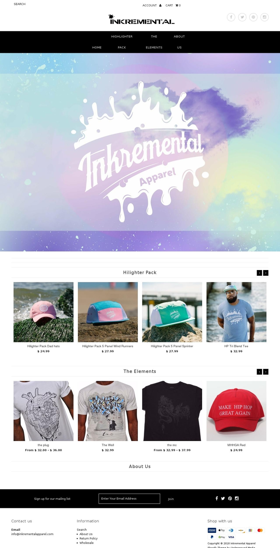 inkrementalapparel.com — Shopify storefront screenshot