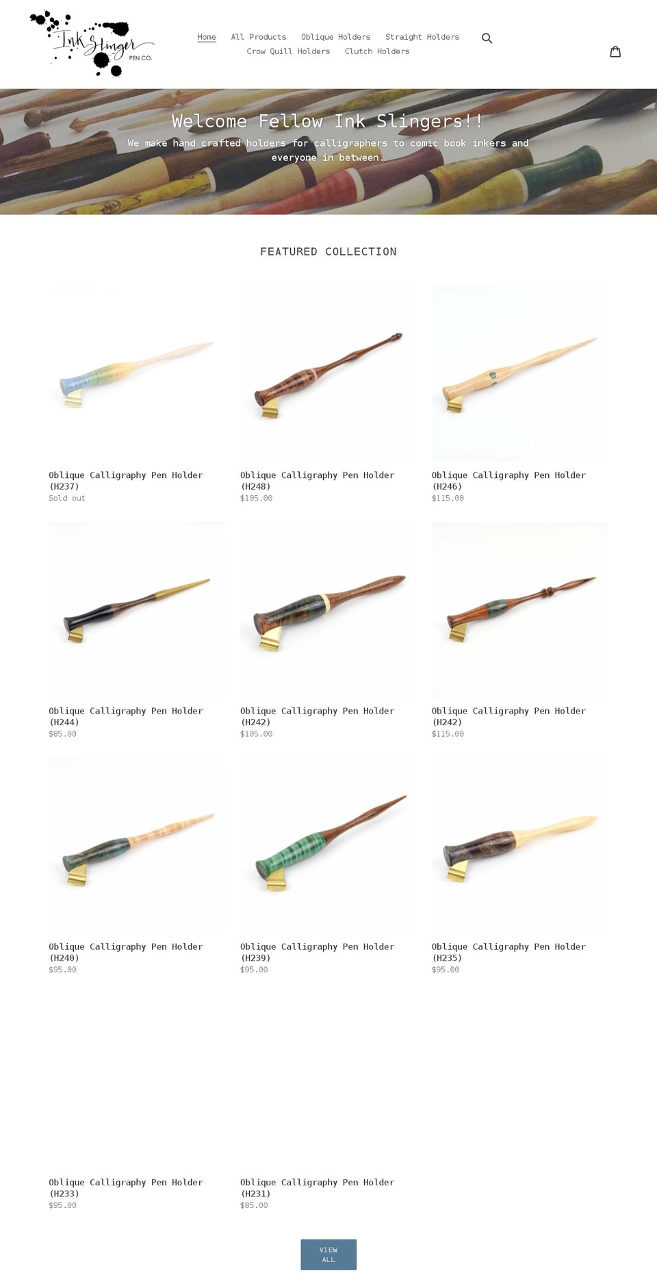 inkslingerpens.com shopify website screenshot