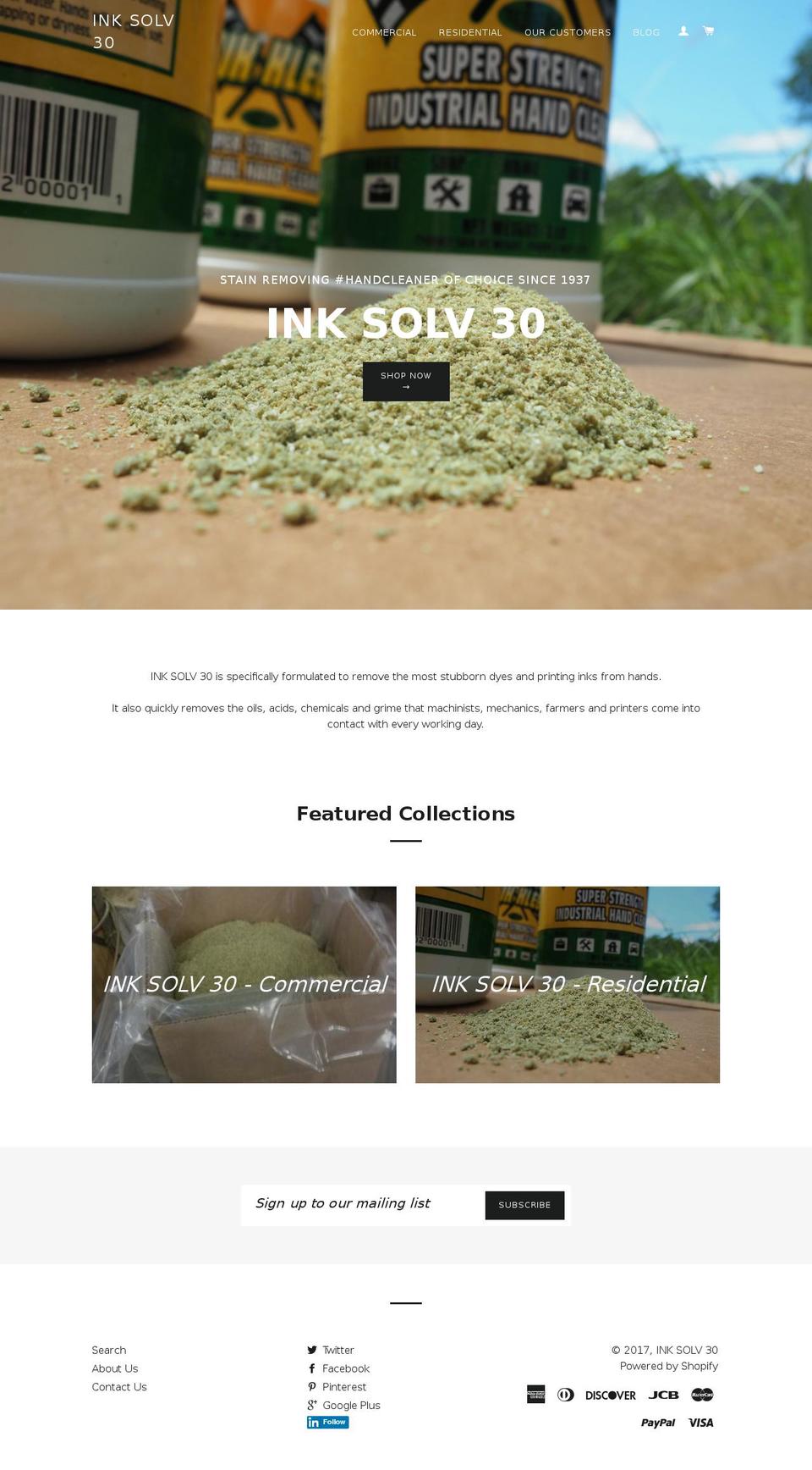 inksolv30.com shopify website screenshot