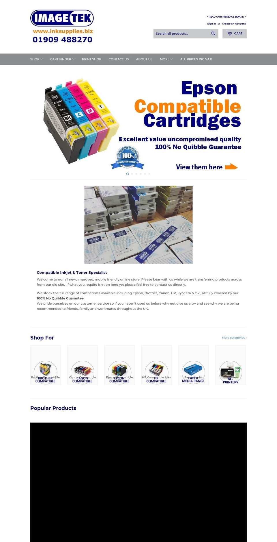 inksupplies.biz shopify website screenshot