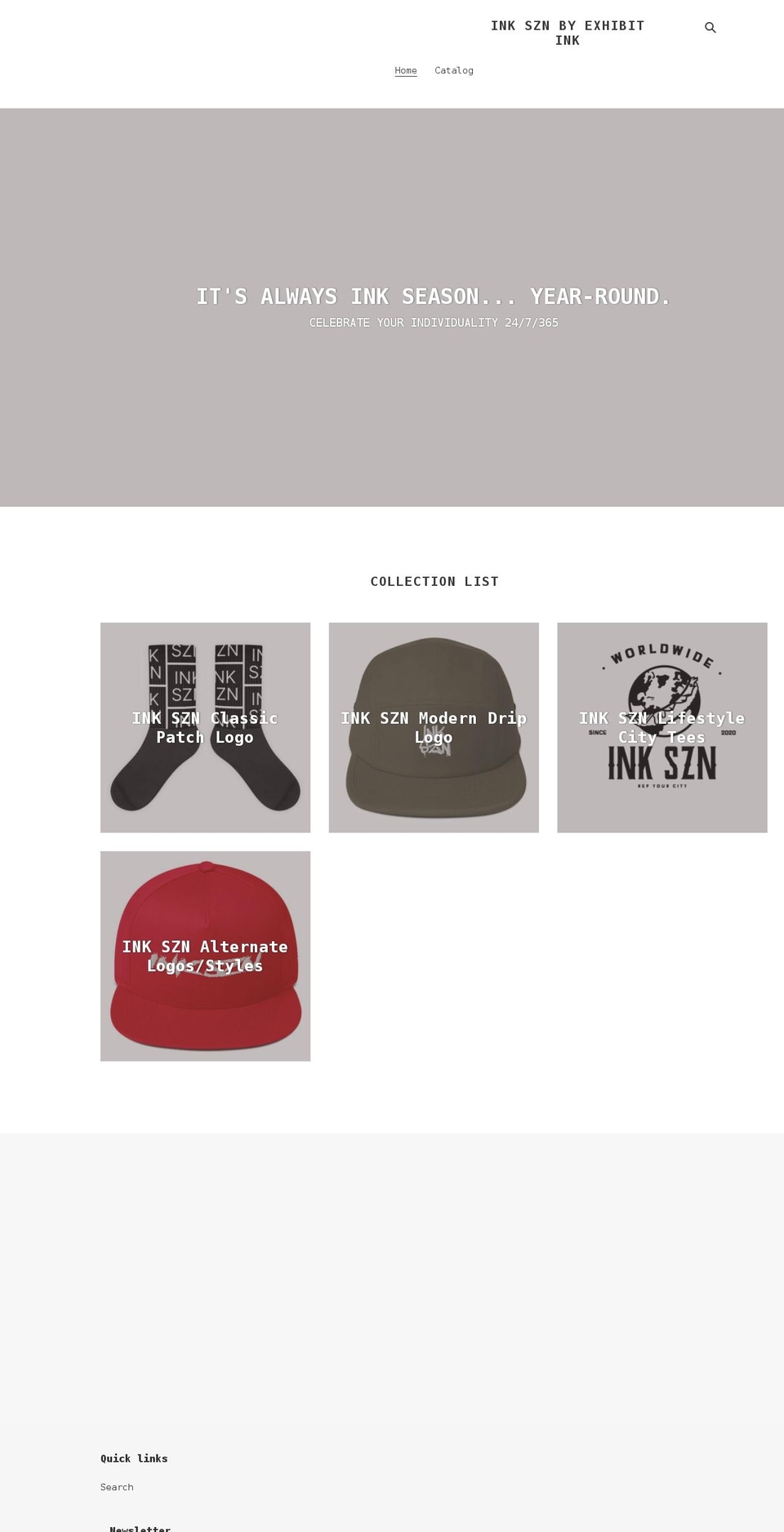 inkszn.com shopify website screenshot