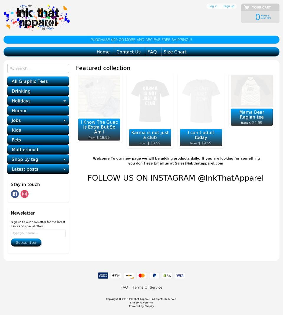 inkthatapparel.com shopify website screenshot