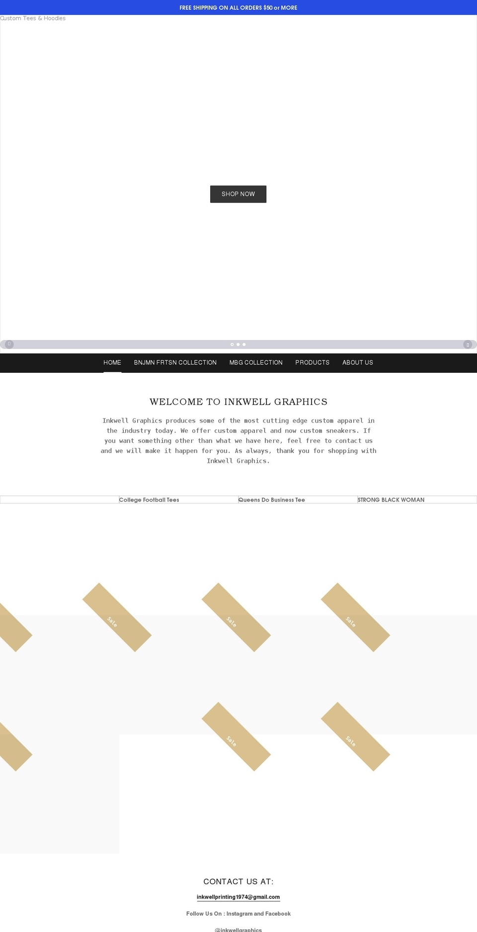 inkwell-graphics.com shopify website screenshot