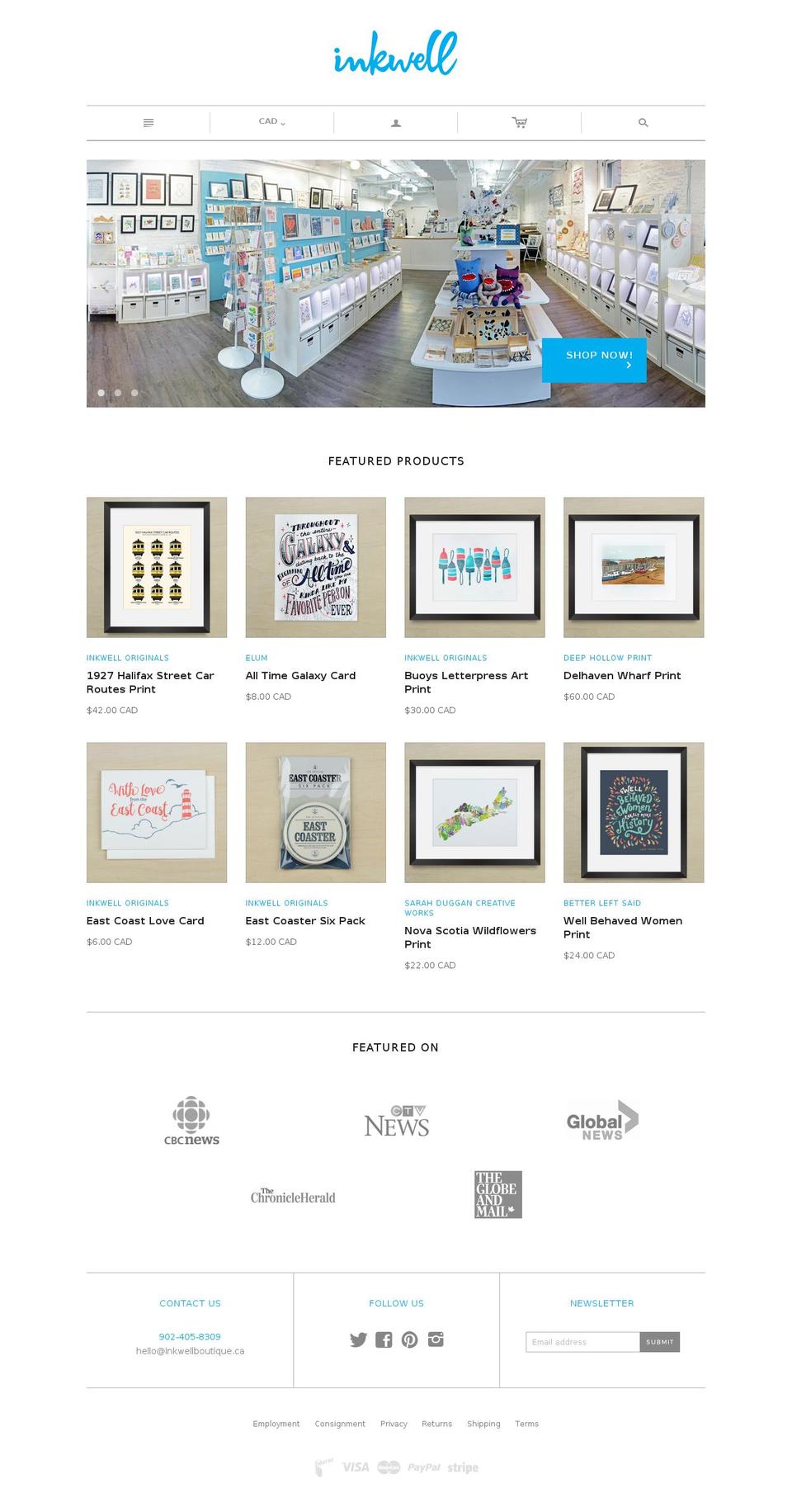 inkwellboutique.com shopify website screenshot