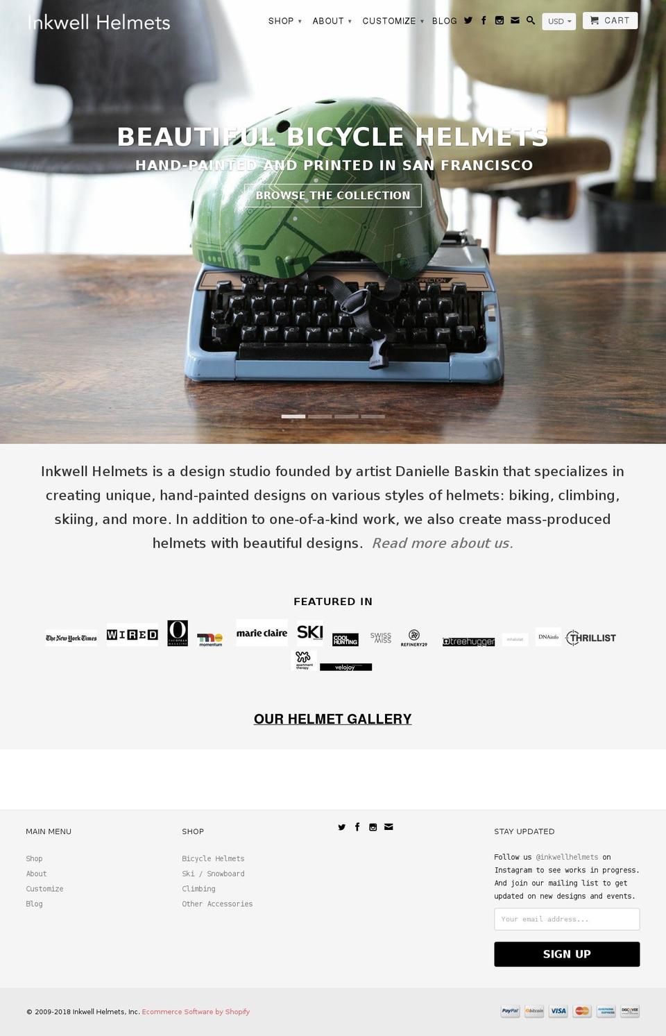 inkwellhelmet.com shopify website screenshot