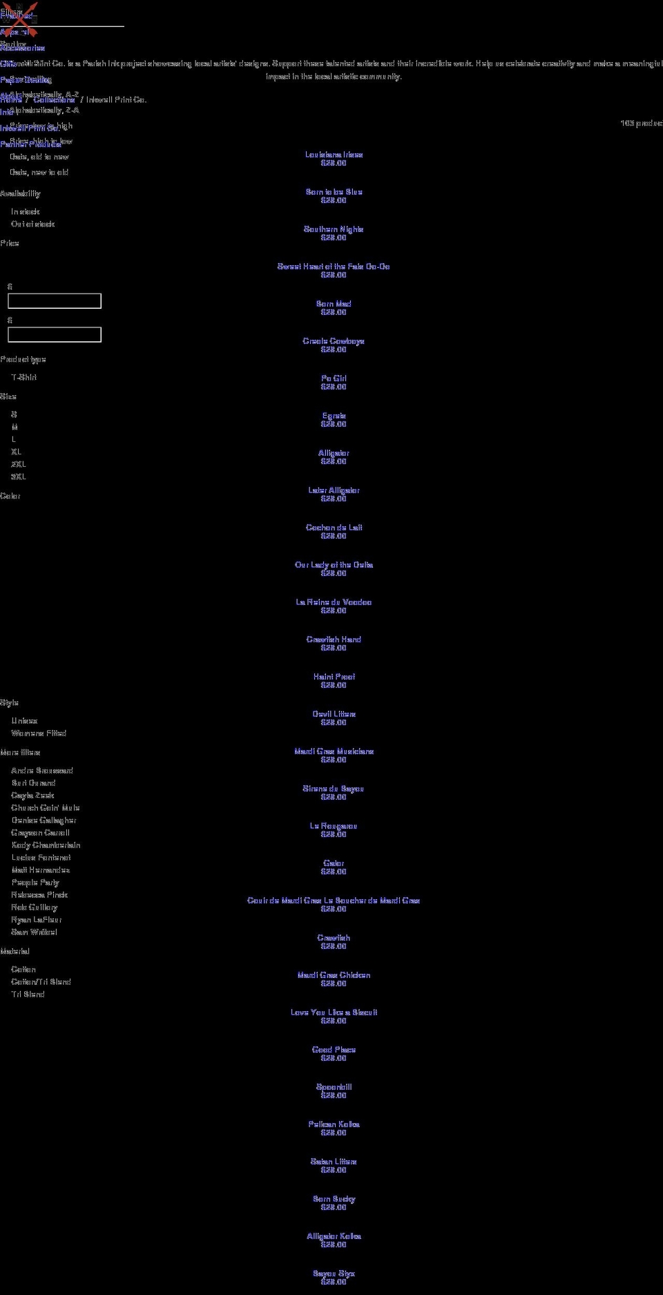 inkwellprintco.com shopify website screenshot