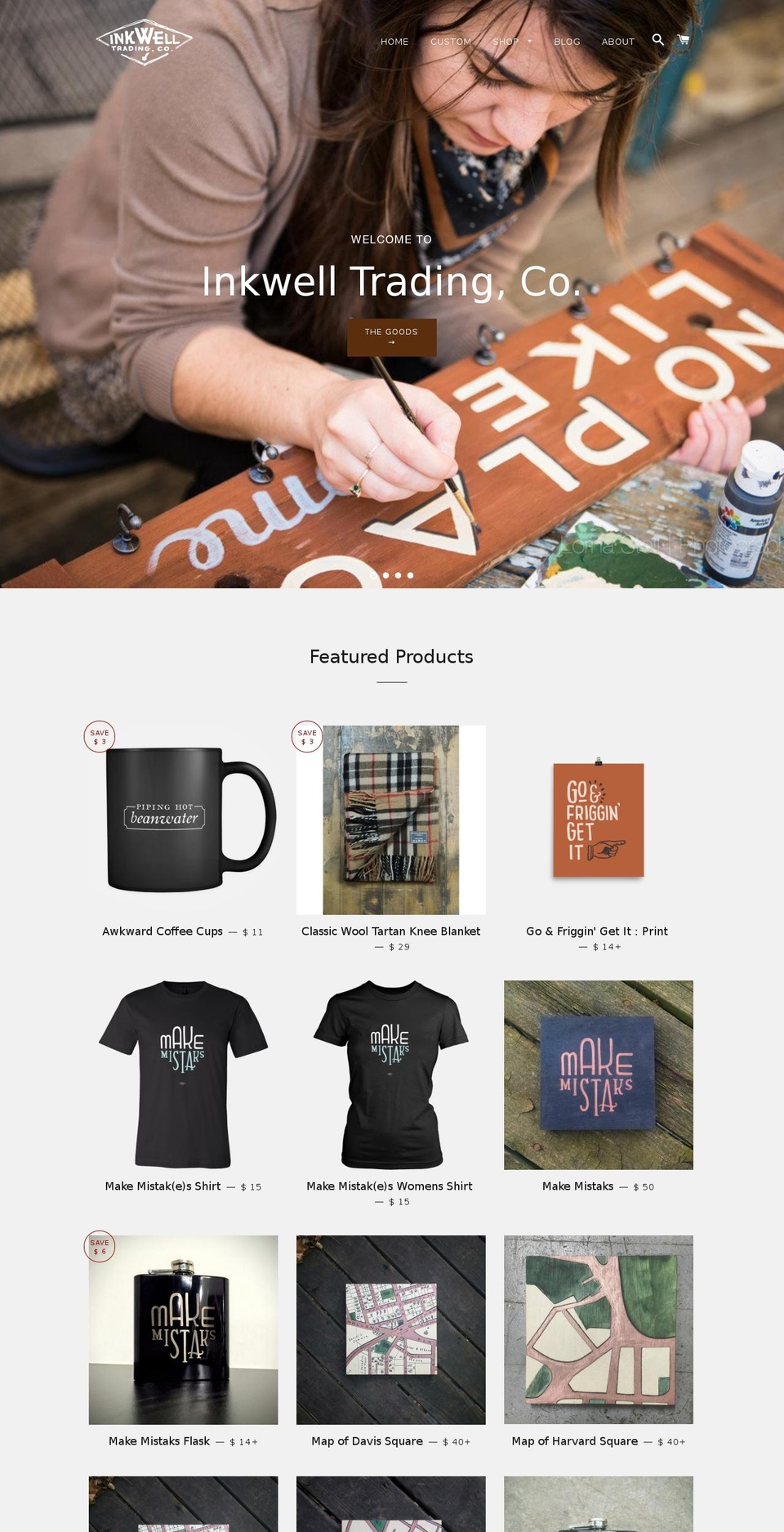 inkwelltradingco.com shopify website screenshot