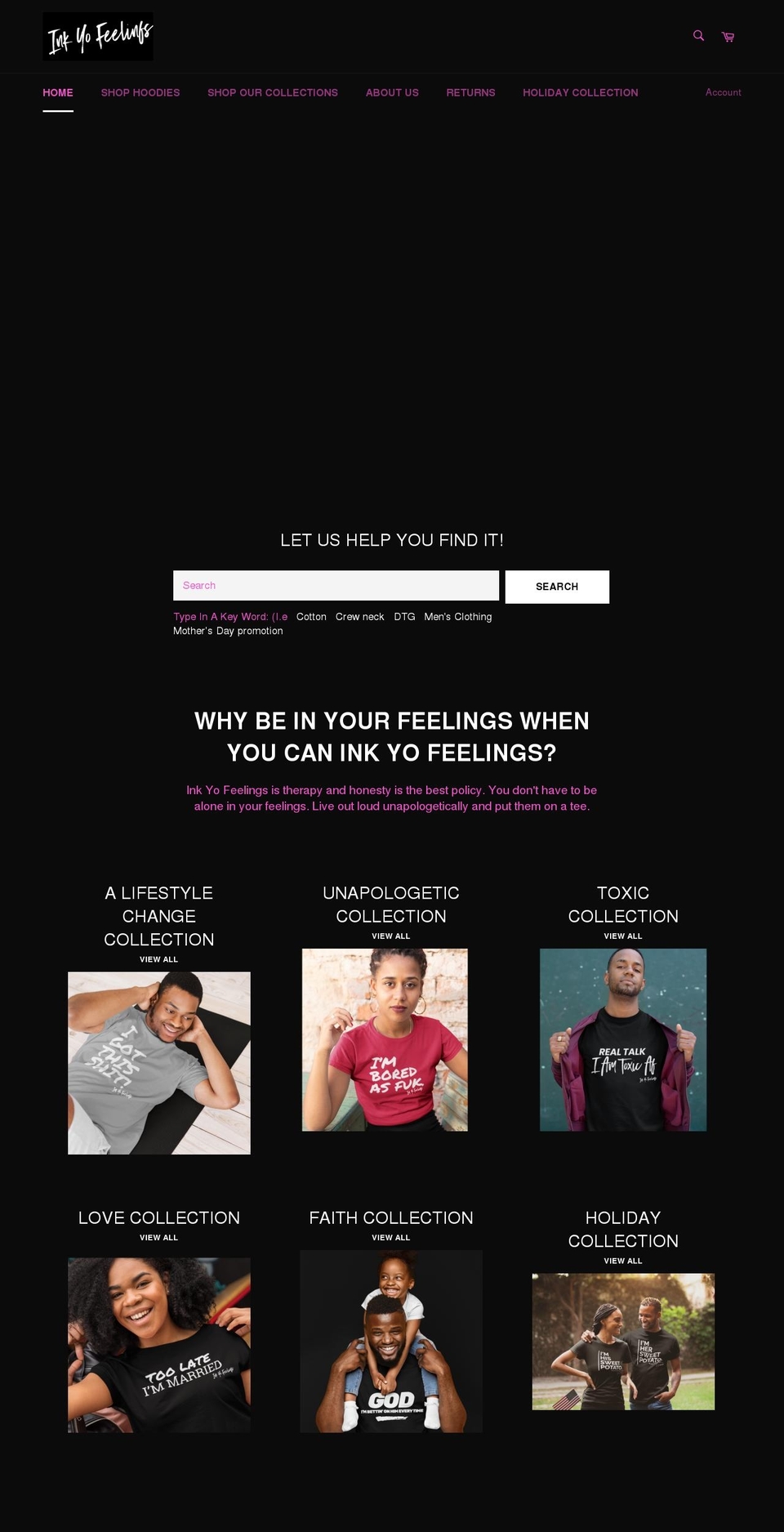 inkyofeelings.com shopify website screenshot