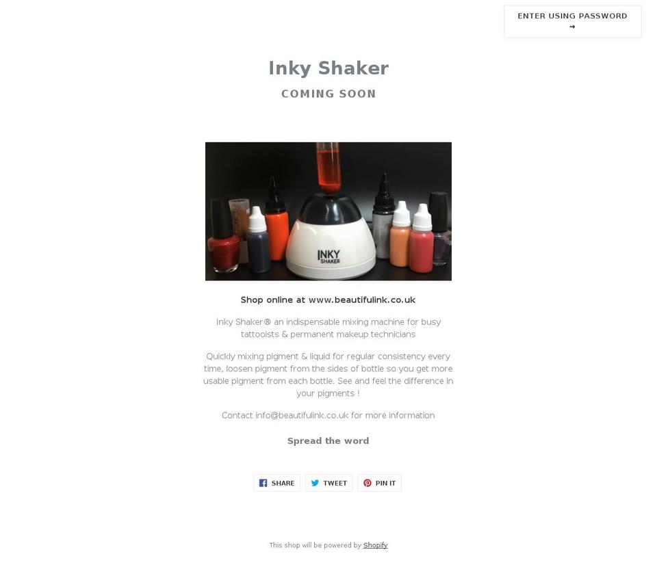inkyshaker.com — Shopify storefront screenshot