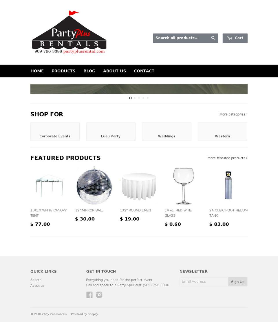 inlandempirepartyrentals.com — Shopify storefront screenshot
