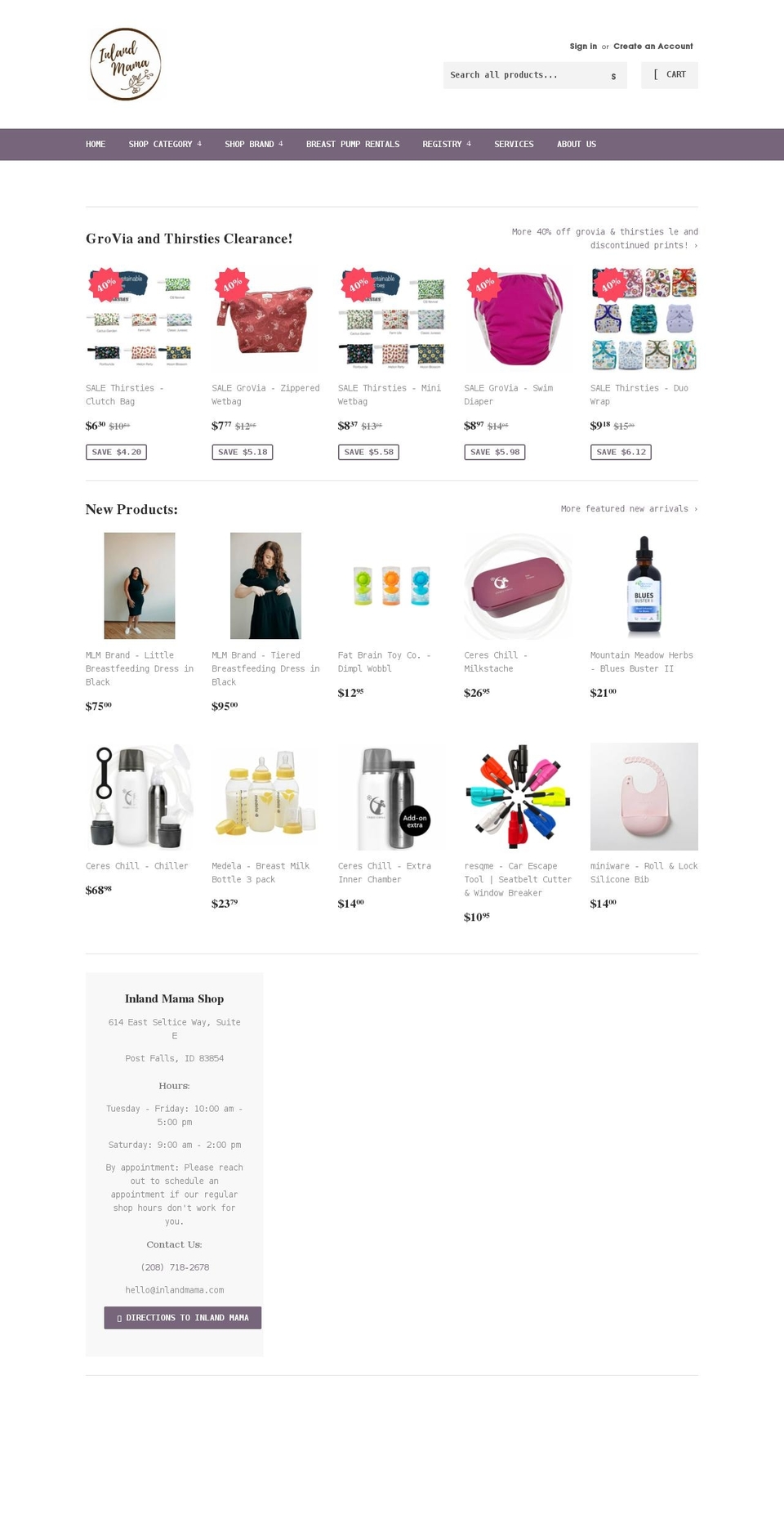 inlandmama.com shopify website screenshot