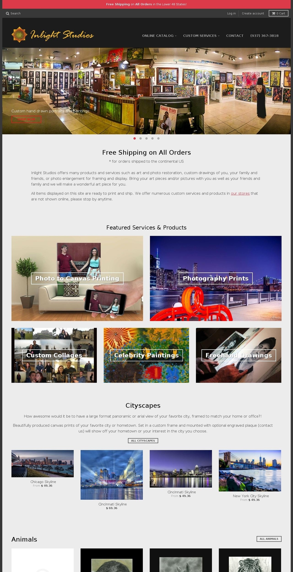 inlight-studio.com shopify website screenshot